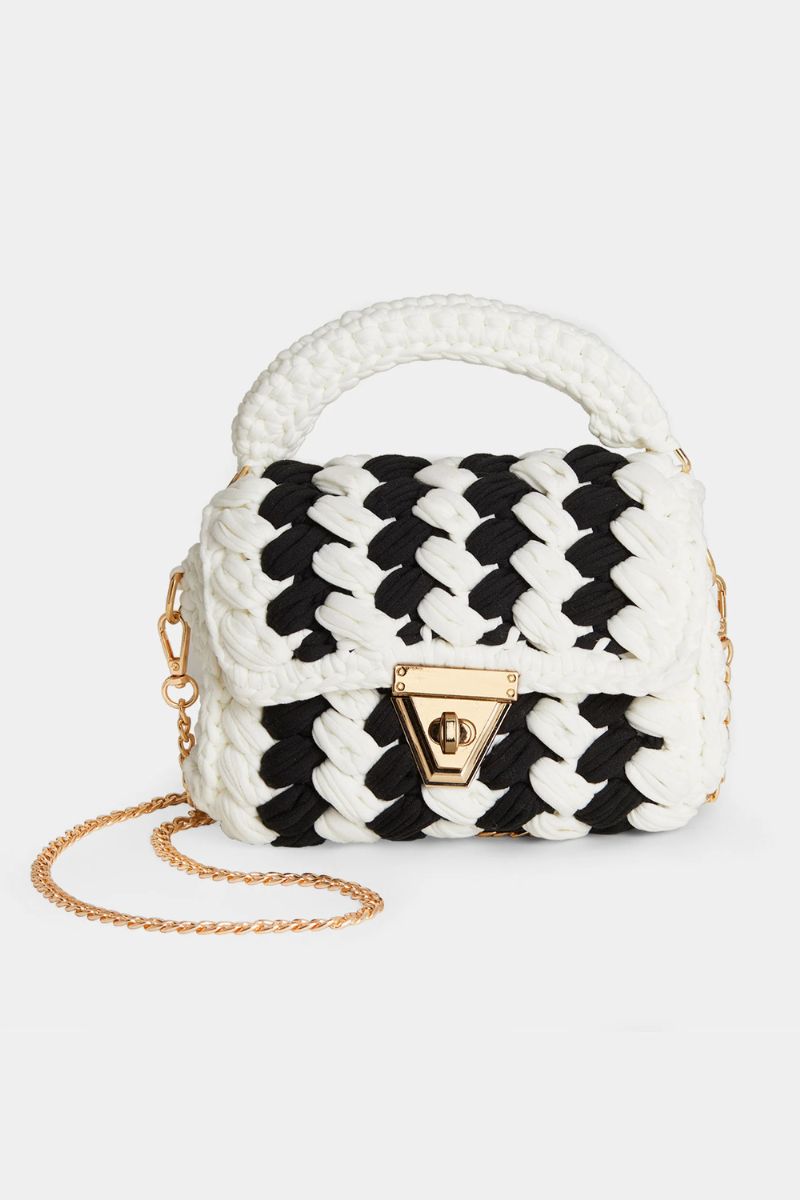 Lucinda Braided Crossbody Black & White