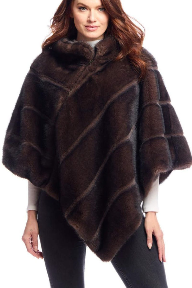 Fabulous Furs Faux Fur Carly Zip Poncho Whiskey