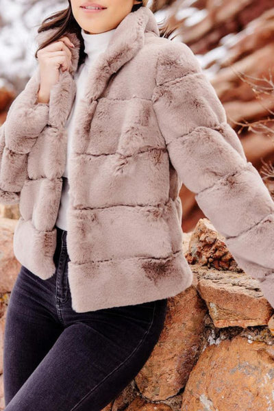 Fabulous Furs Faux Fur Posh Jacket Small Latte