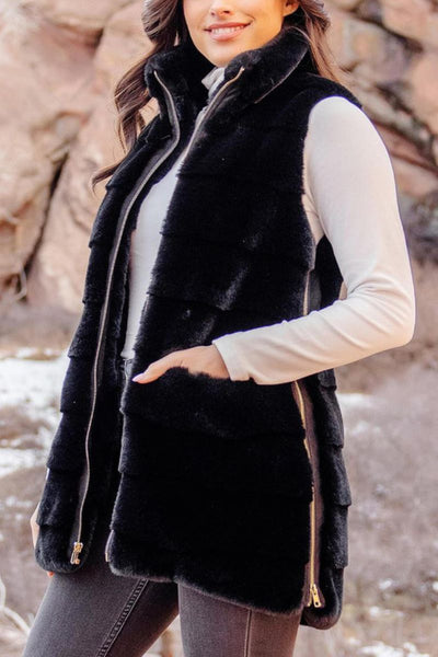 Fabulous Furs Faux Fur Weekender Vest Extra Large Black