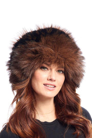 Fox Faux Fur Cossack-Style Hat Chocolate