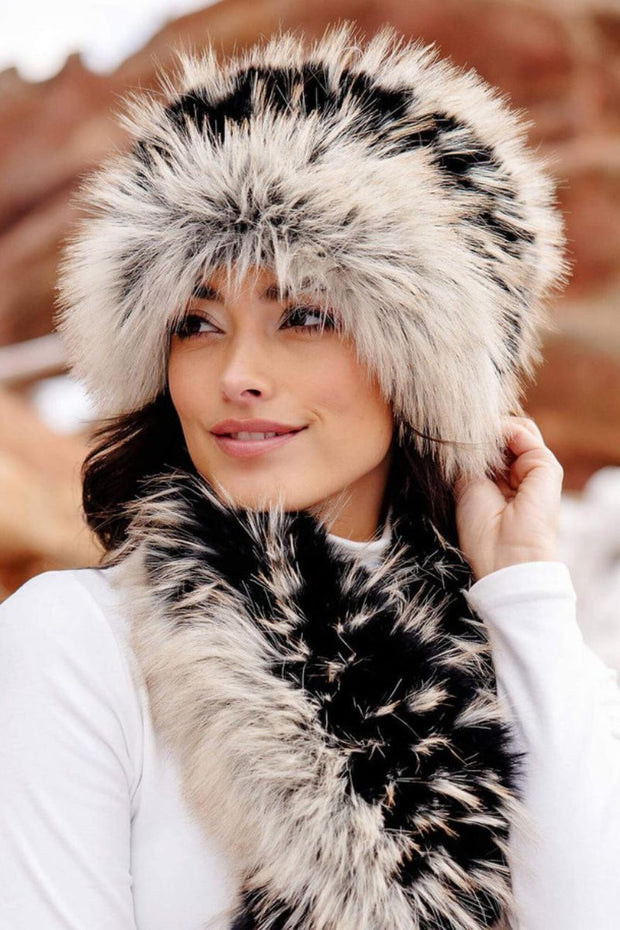 Fox Faux Fur Cossack-Style Hat Ivory