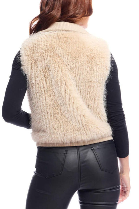 Fabulous Furs Fox Faux Fur Parkside Zip Vest Extra Small Champagne