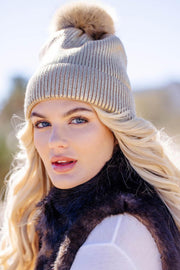 Metallic Pom Hat Gold