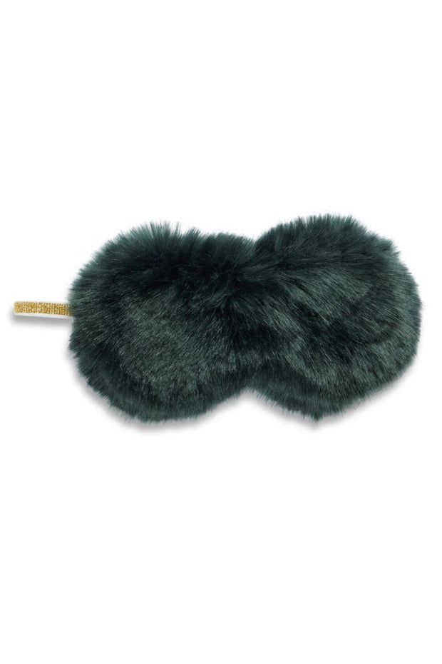 Fabulous Furs Mink Faux Fur Sparkle Eyemask Emerald