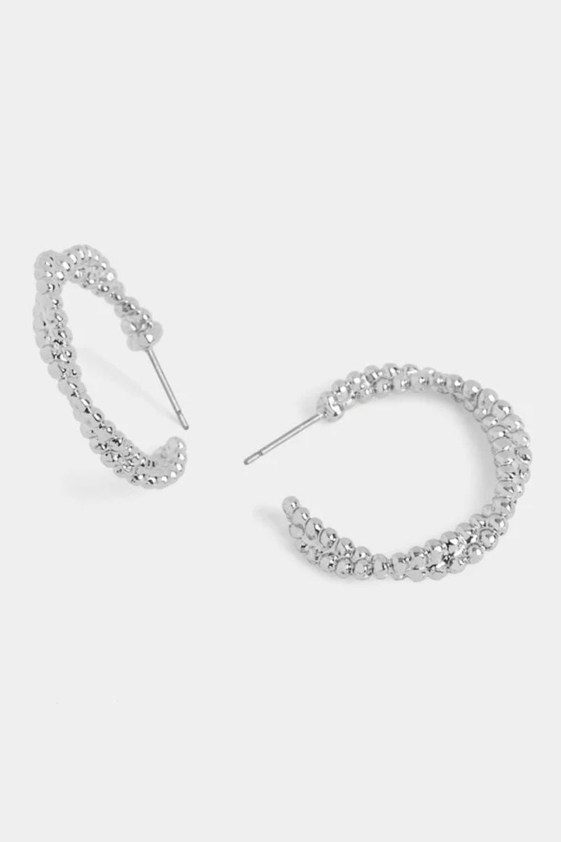 Chain Twist Hoop Earrings Silver