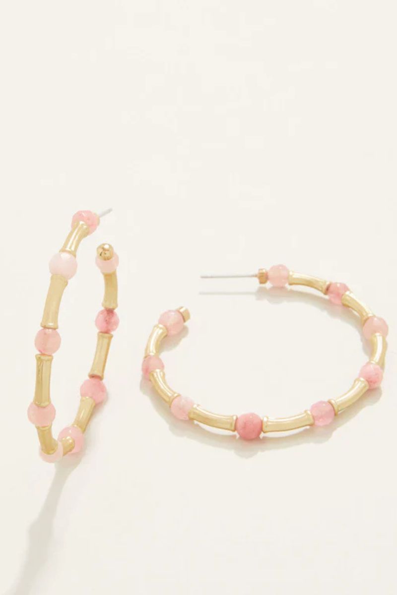 Spartina Calm Waters Hoop Earrings Pink Jade