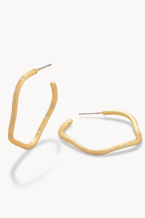 Spartina Sand Bar Wave Hoop Earrings 32mm White Opal