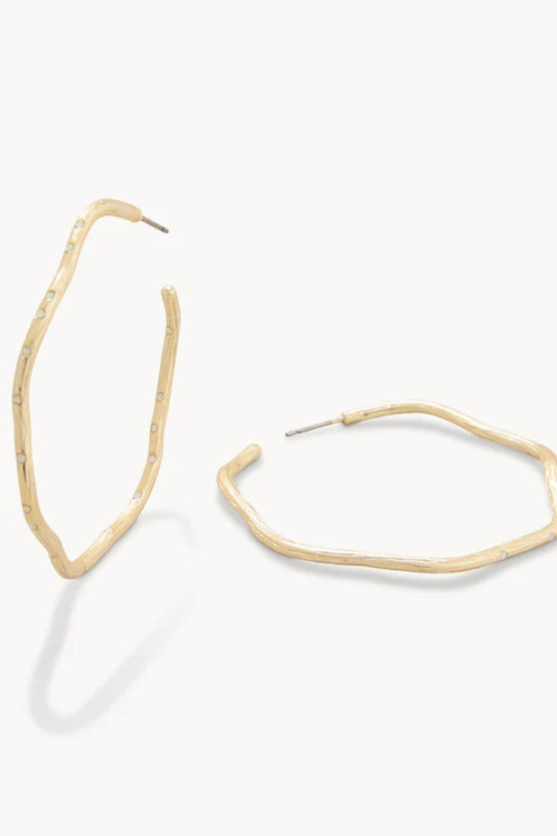 Spartina Sand Bar Wave Hoop Earrings 50mm White Opal