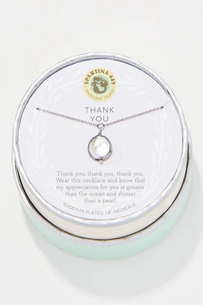 Spartina Sea La Vie Necklace 18" Thank You Silver