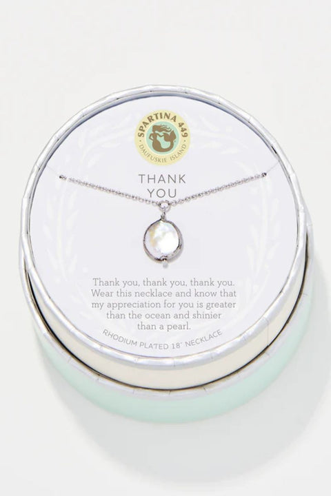 Spartina Sea La Vie Necklace 18" Thank You Silver