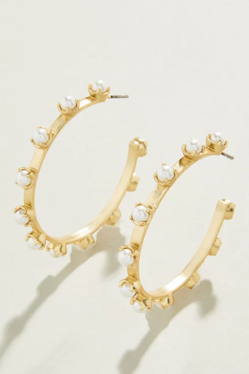 Spartina Stand Out Hoop Earrings Pearl