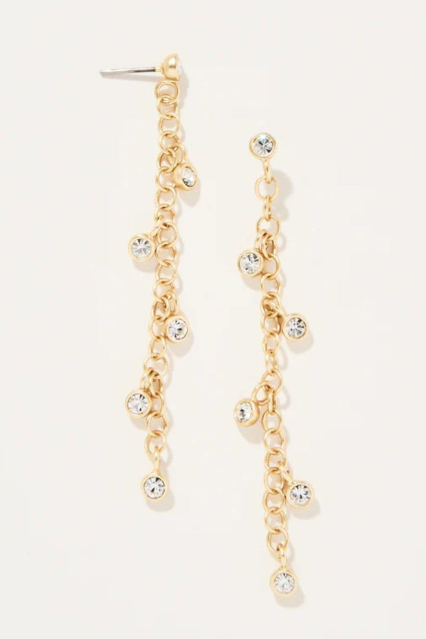 EARRINGS, SWING CHAIN CRYSTAL