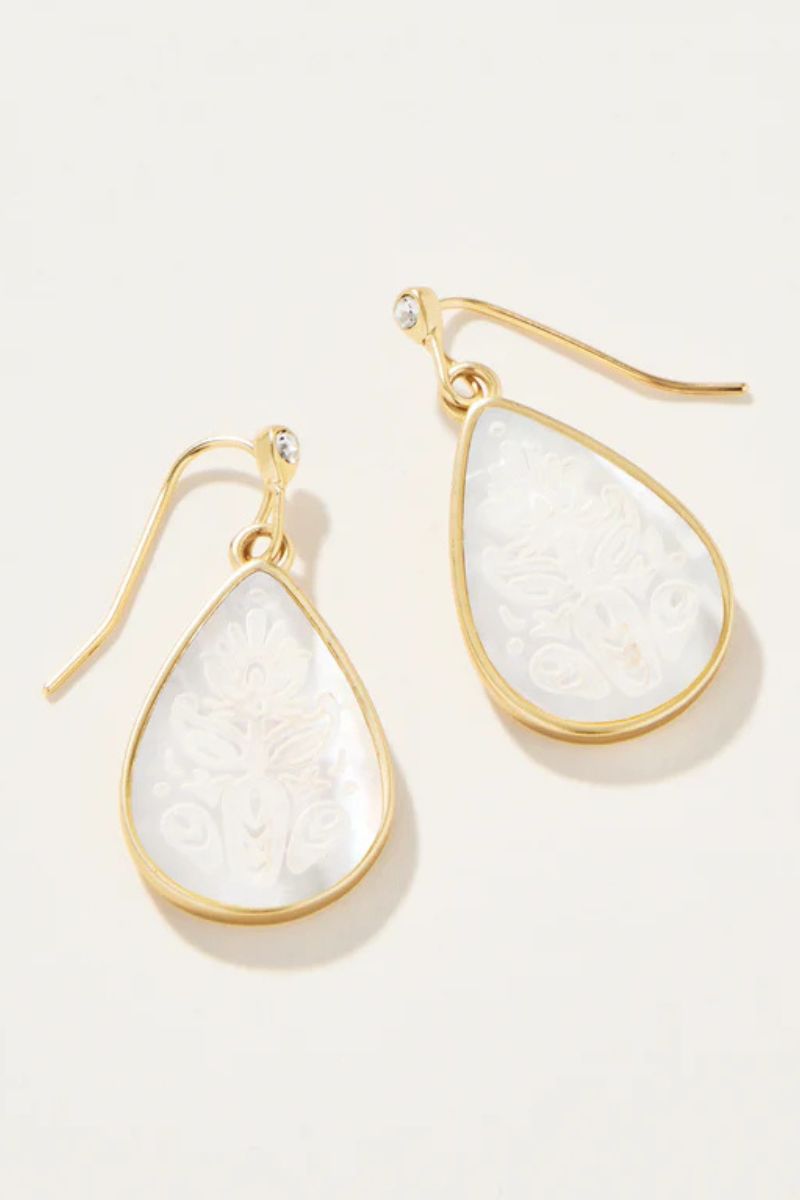 Spartina Willa Carved Mother of Pearl Earrings Gold