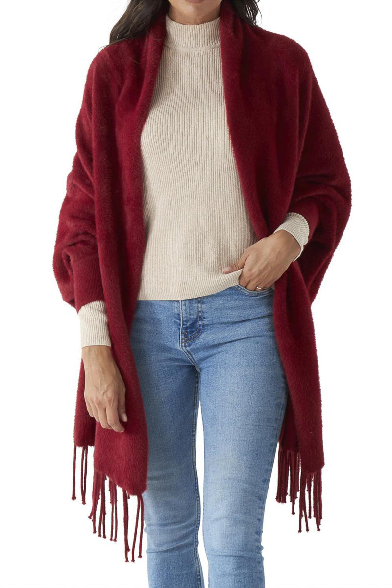 Plush Cape with Sleeves Red