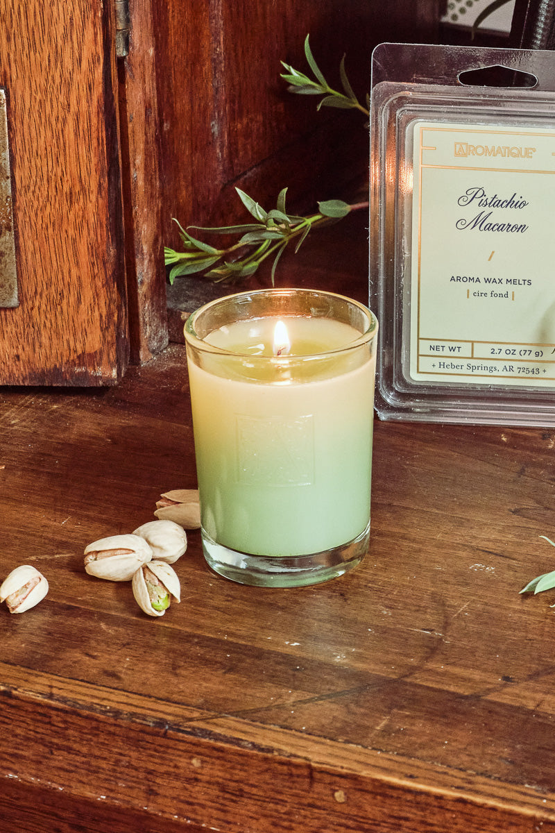 Aromatique Pistachio Macaroon Votive Glass Candle