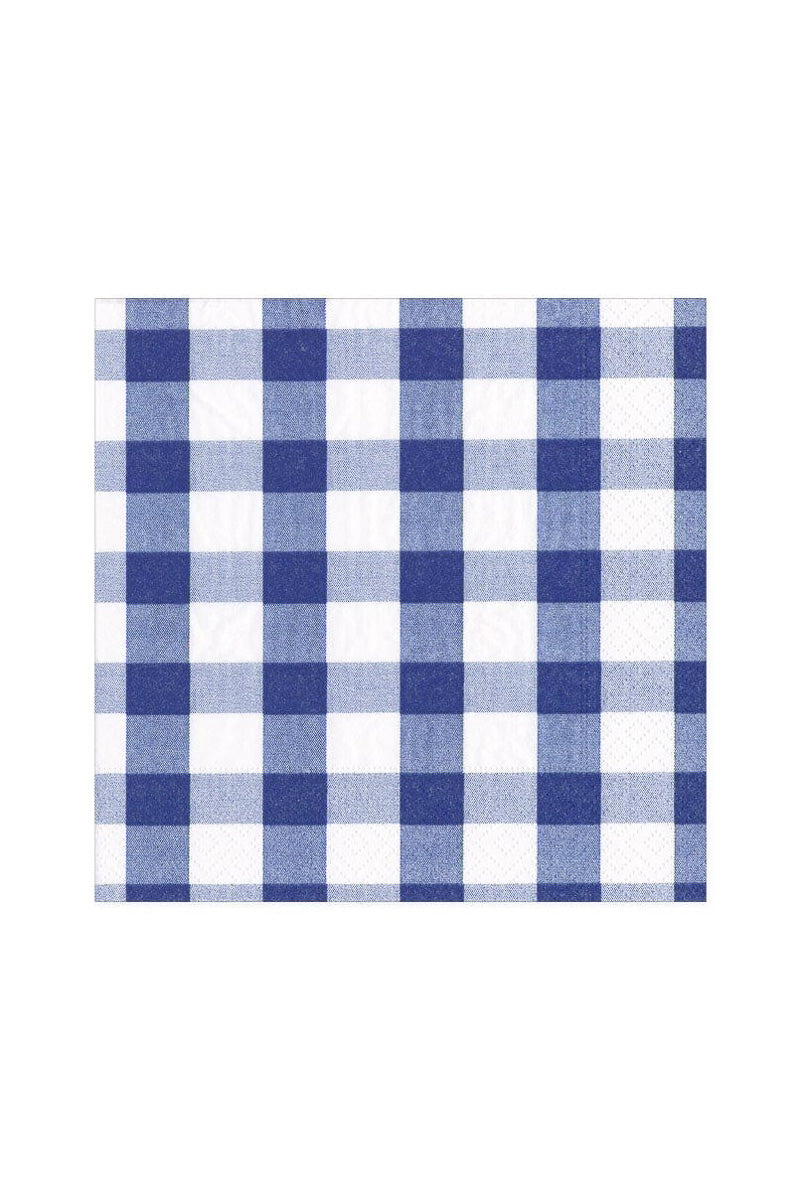 Caspari Gingham Blue Cocktail Napkins