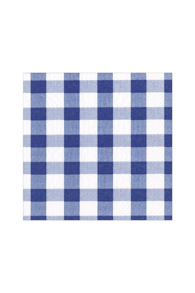 Caspari Gingham Blue Cocktail Napkins