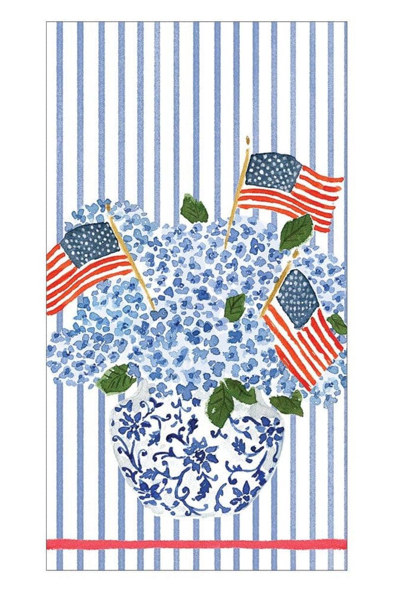 Caspari Flags and Hydrangeas Guest Towels