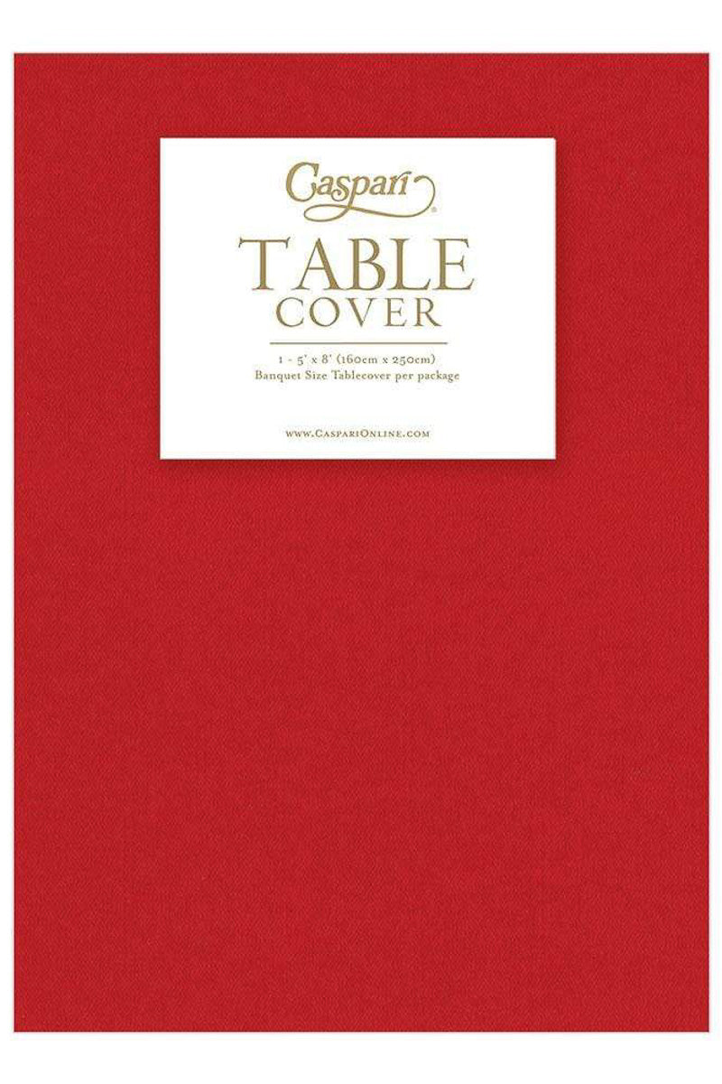 Caspari Paper Linen Table Cover Solid Red