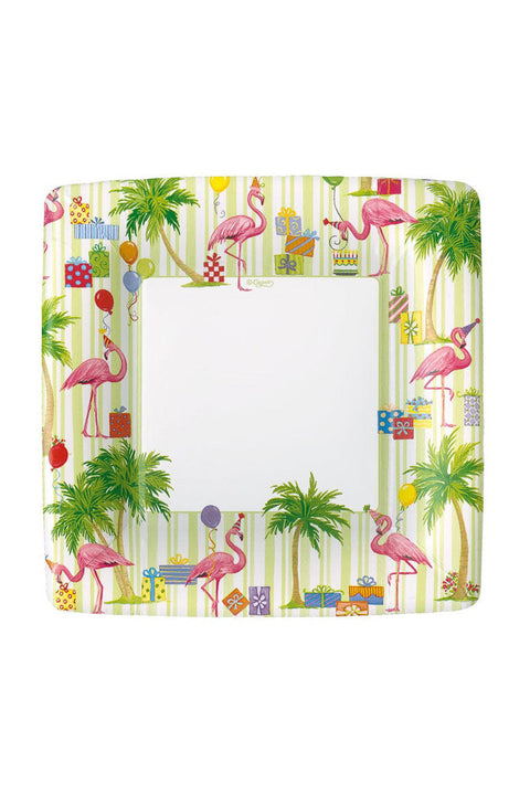 Caspari | Party Flamingos | Square Salad Plates
