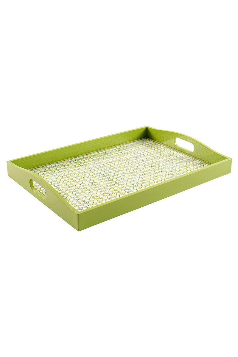 Caspari Meadow Flowers White Lacquer Square Tray