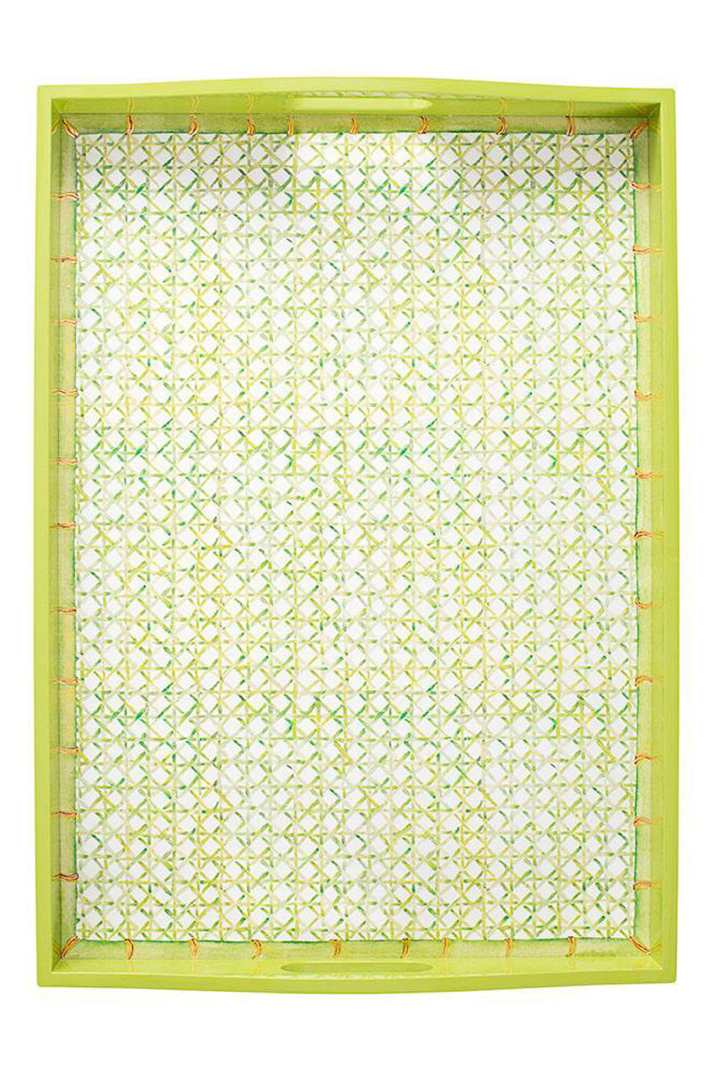 Caspari Meadow Flowers White Lacquer Square Tray