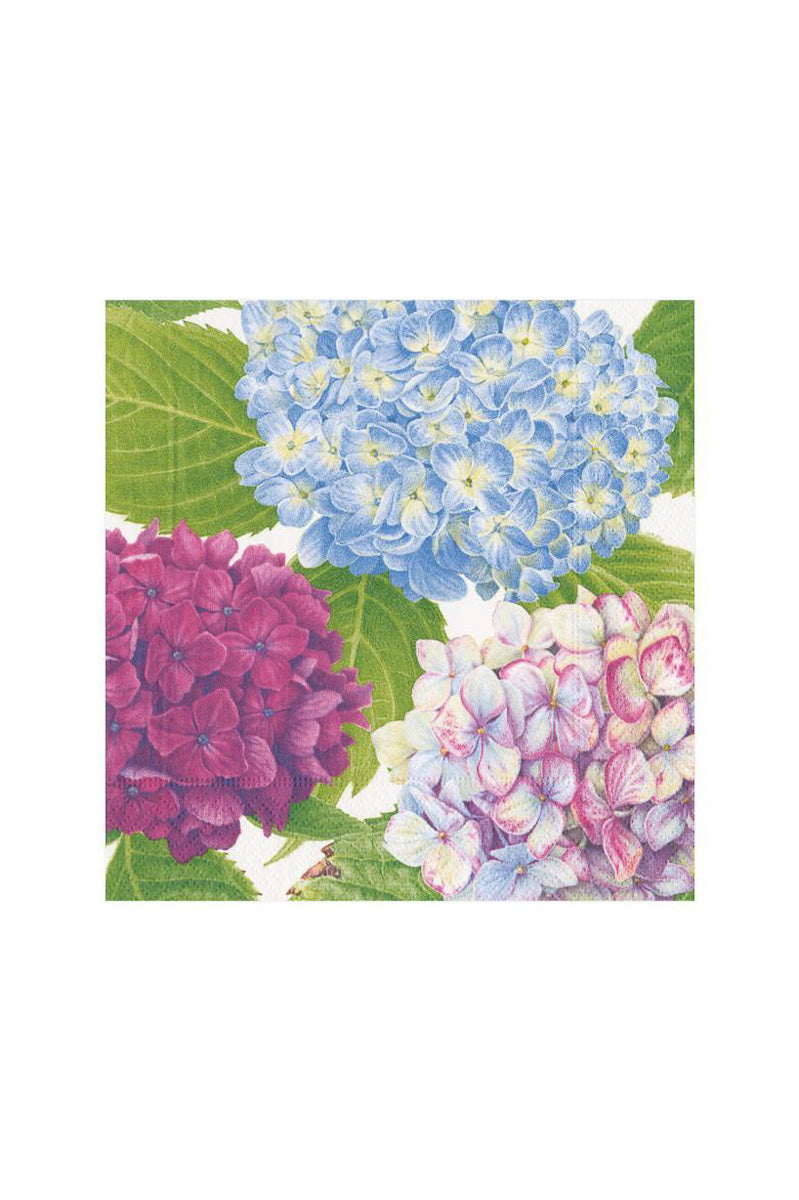 Caspari Hydrangea Garden Blue Paper Cocktail Napkins