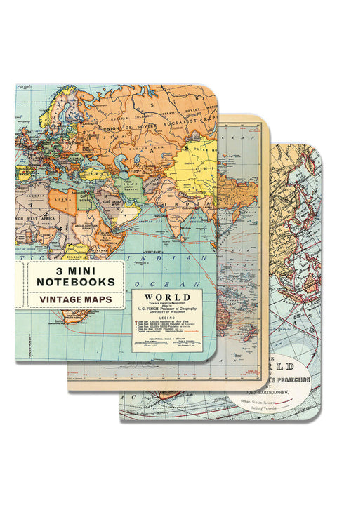 Cavallini & Co. | Vintage Maps | Set of 3 Mini Notebooks