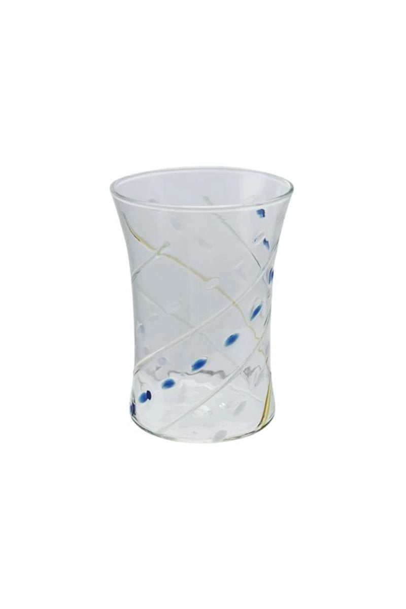 Embossed Drinking Glass with Design 14 oz Green & Blue