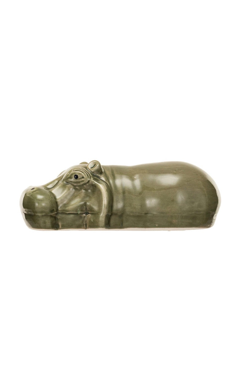 Creative Co-Op Stoneware Floating Hippo 5.5" Grey