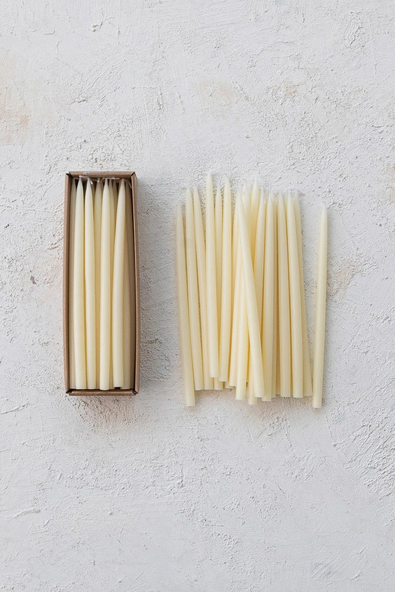 Creative Co-Op Unscented Thin Taper Candles Set of 24 Ivory