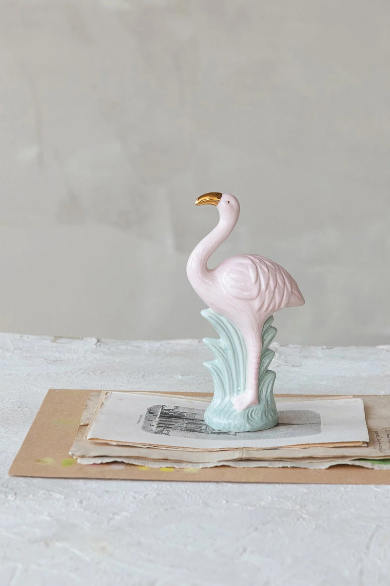 Creative Co-Op Stoneware Vintage Reproduction Flamingo