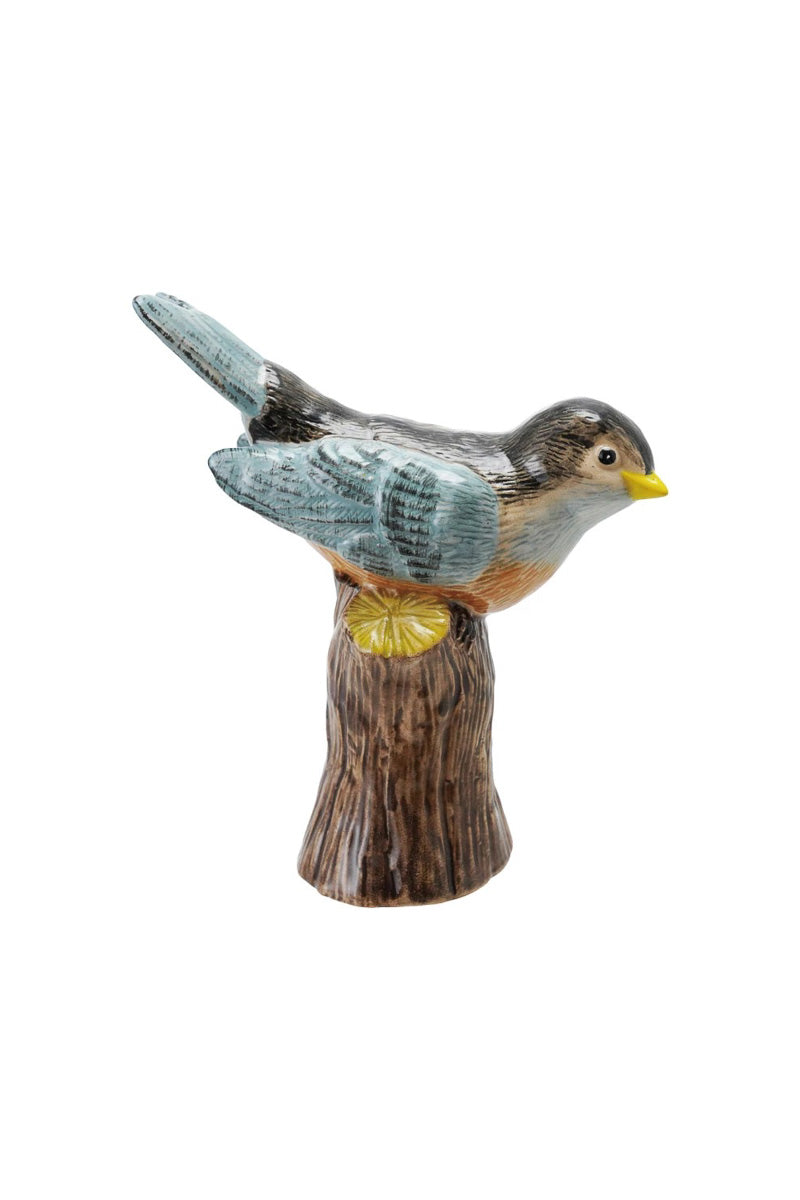 Creative Co-Op Stoneware Bird on Log Vase