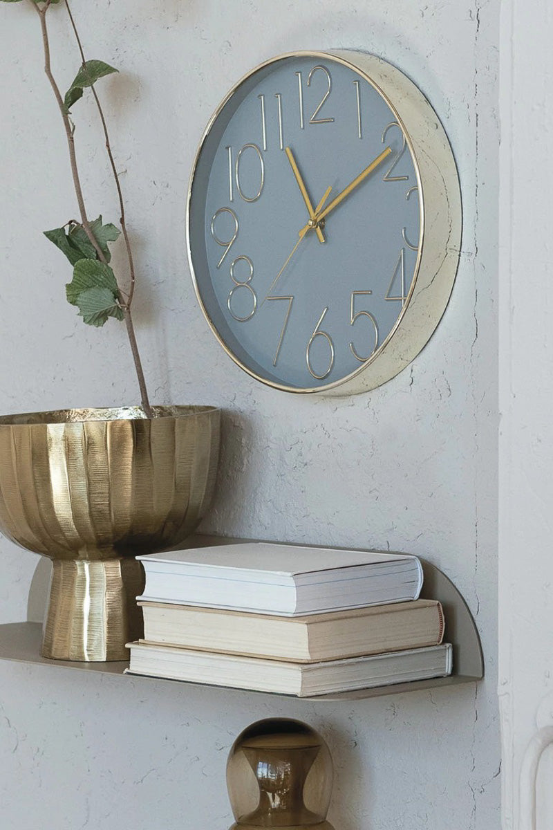 Creative Co-Op Wall Clock Grey & Gold Finish