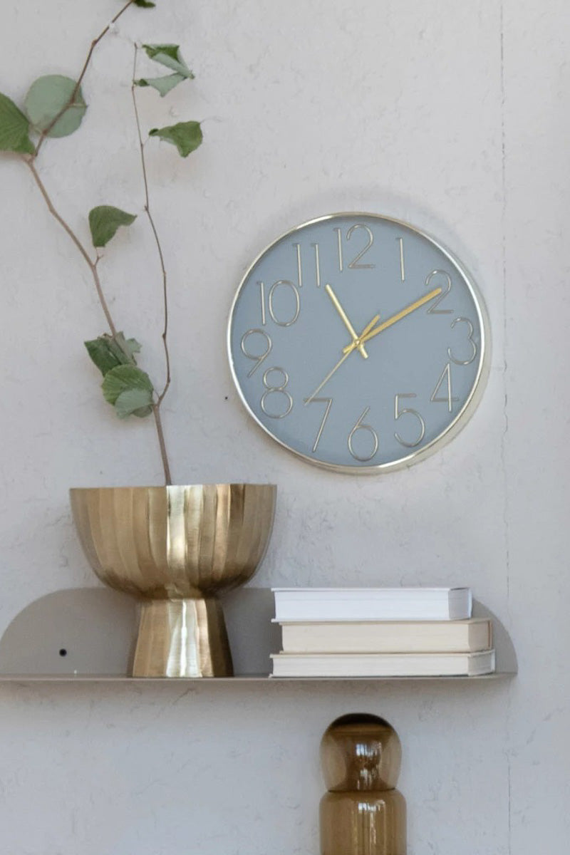 Creative Co-Op Wall Clock Grey & Gold Finish