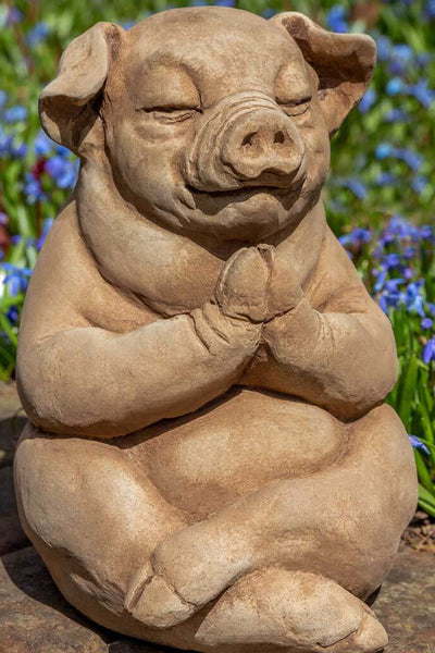 Campania Zen Pig Statue Brownstone