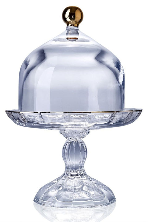 Glass Cake Plate with Lid 6"x9" Clear