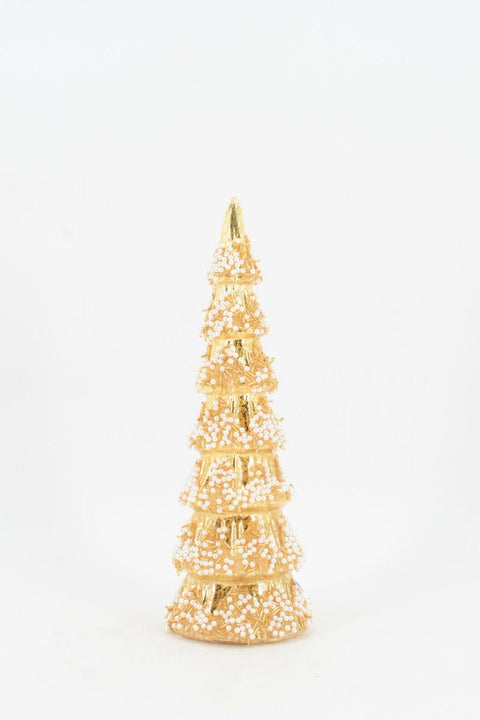 Glass Christmas Tree 4.33"x12.6" Gold