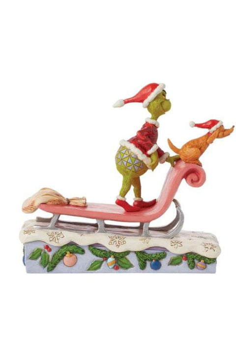 Jim Shore Grinch Figurine Grinch and Max on Sleigh