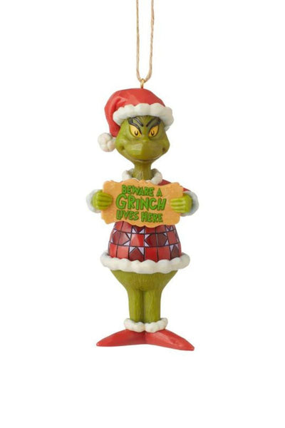 Jim Shore Grinch Beware a Grinch Lives Here Ornament