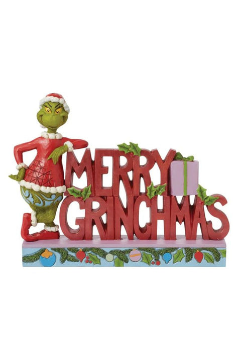 Jim Shore Grinch "Merry Grinchmas" Word Figurine