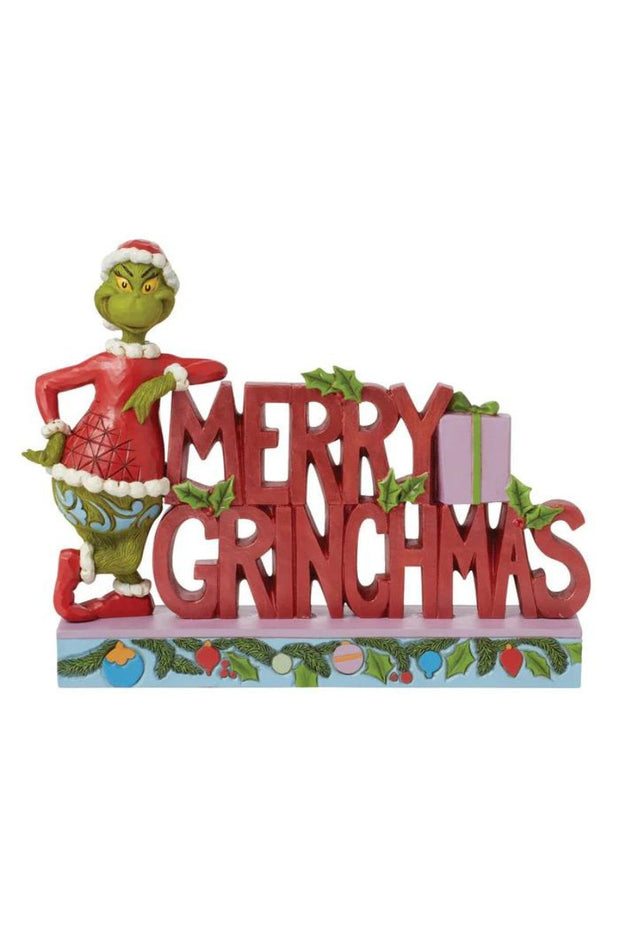 Jim Shore Grinch "Merry Grinchmas" Word Figurine