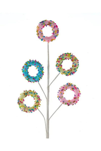 Faux Pink Blue Yellow Donut Spray 16"