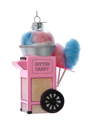 Glass Cotton Candy Cart Ornament 4.75"