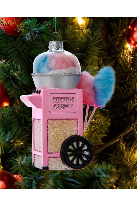 Glass Cotton Candy Cart Ornament 4.75"