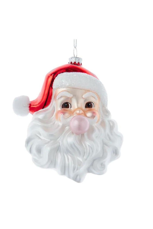 Glass Santa Head with Bubble Gum Ornament