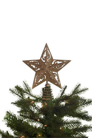 Gold Glitter Five Point Star Tree Topper 8"