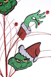 Faux Glitter Grinch Spray 30" Red Green