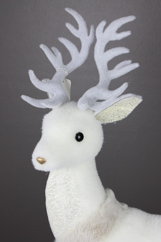 Christmas Deer Standing 25" White Ivory